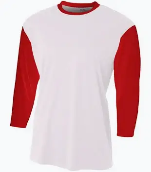 A4 Adult Large White Tee with Red 3/4 Length Sleeve (New)