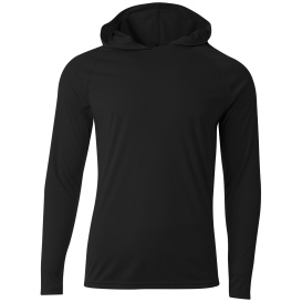 Nations Best Sports Adult Large Black Long Sleeve Hooded Tee (New)