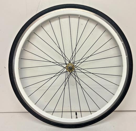 White Aero Aluminum 32-Spoke Bolt-On 700C Front Wheel Valisly Hub + Tire