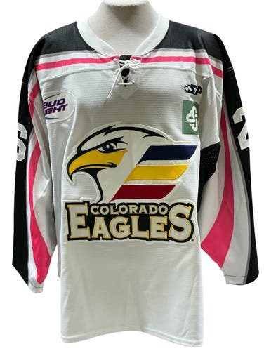 SP Apparel Pro Stock Colorado Eagles Jersey White Size 54 Breast Cancer Awareness (Used)