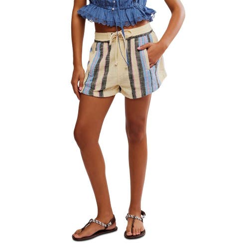 Free People Kalli Board Shorts Womens Large Sand Combo Striped Cotton JDM2717