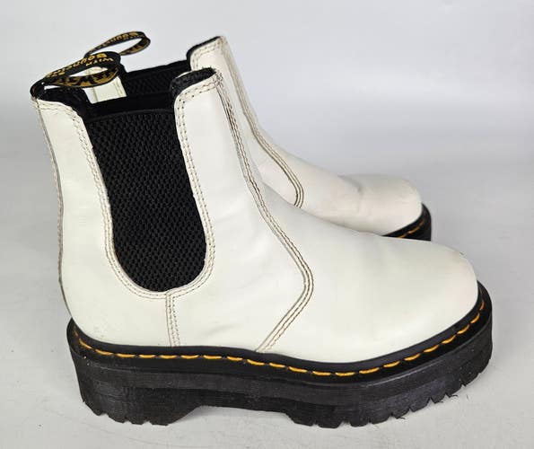 Dr. Martens 2976 Quad White Pull On Ankle Chelsea Platform Boots Women's Size: 6