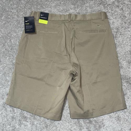 Mens Nike Golf Shorts Dri-Fit Flat Front Khaki Size 34 BV6061-247 - New With Tag