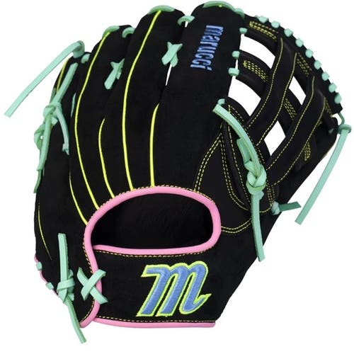 Marucci Oxbow V4 12.75 in Outfield Baseball Glove H-Web Black/Highlighter RHT