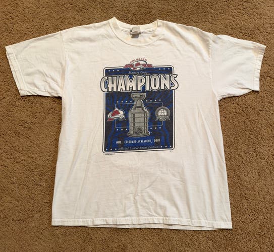 Vintage 2001 Colorado Avalanche Stanley Cup Champions T-Shirt – Men's XL – Lee Sport