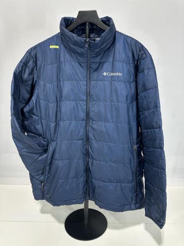 #635 Columbia Mens Interchange Omni-Heat Navy Puffer Liner Jacket Titanium XL