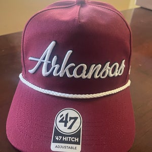 Arkansas Razorbacks 47 Hitch Rope Hat Script NWT Cardinal Snapback