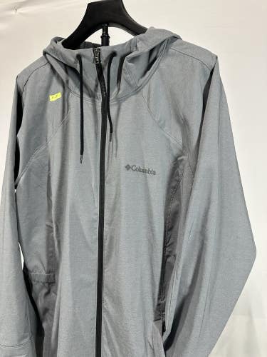 #637 Columbia Women's Light GrayHooded Trench Coat Size XL