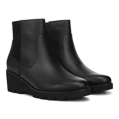 Vionic Ariana Boots Women's 8M Black Leather Round Toe Wedge Heel Ankle ZOGG4571