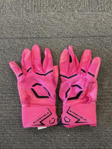 Used Evoshield BATTING GLOVES YOUTH LARGE BB/SB Batting Gloves Pink LG 11614-S000246687