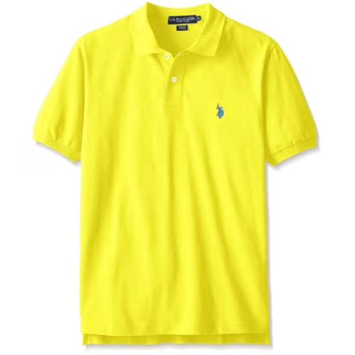U.S. Polo Assn. Pique Polo Shirt Mens Large Yellow Performance Tennis Golf CLH93