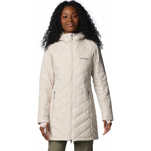 Columbia Heavenly Long Hooded Puffer Jacket Womens S Dark Stone Full Zip CLH134
