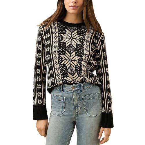 Faherty Sun Valley Crewneck Sweater Womens Medium Midnight Snowflake Warm CLH124