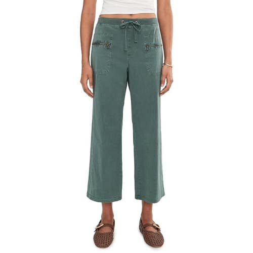 XCVI Darrow Zipper Pockets Pants Womens M Ocean Storm Cotton Flared Leg CLH136