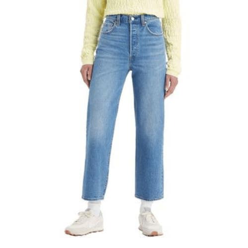 Levis Ribcage Straight Ankle Jeans Womens 26x27 Blue Cotton Medium Wash CLH84