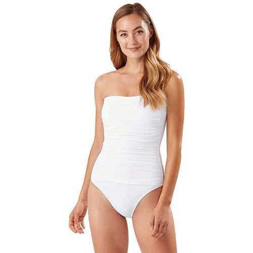 Tommy Bahama Pearl Shirred Bandeau One Piece Swimsuit Womens 12 White CLH91