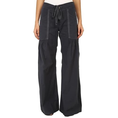 XCVI Willow Wide Leg Stretch Poplin Pants Womens Medium Charcoal Cotton CLH98