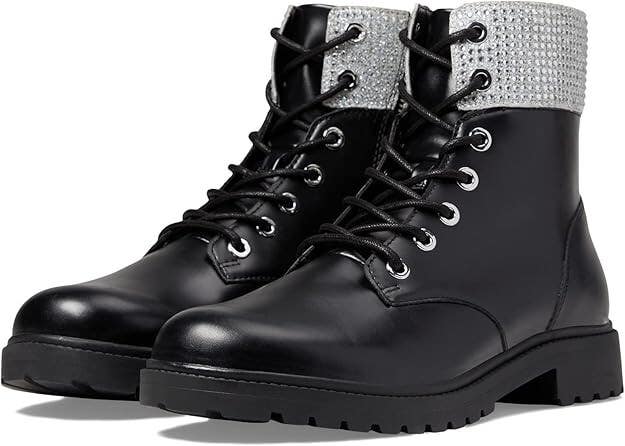 Michael Kors Alistair Boots Women's 7.5 Black Leather Round Toe Combat JOBB159
