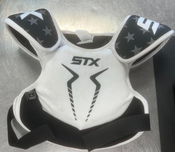 Used STX MED Lacrosse Shoulder Pads White MD 11497-S000162743