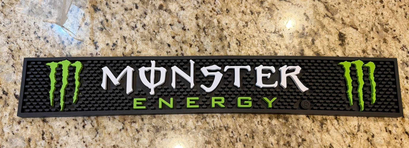 NEW Monster Energy Rubberized Bar Rail Mat 21” x 3.25”