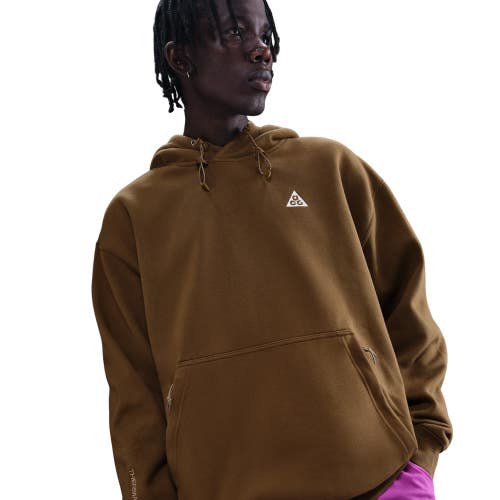 Nike ACG Hoodie Men's Medium Mosswood Brown Fleece Lined Kangaroo Pockets MOT388