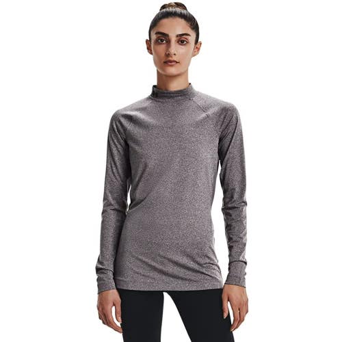 Under Armour ColdGear Base Layer Top Women's Gray Long Sleeve Mock Neck MOT384
