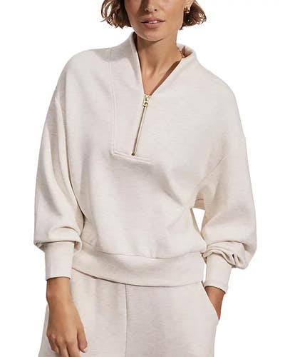 Varley Davidson Sweatshirt Women's Medium Ivory Marl Stretch Half Zip GBO4711