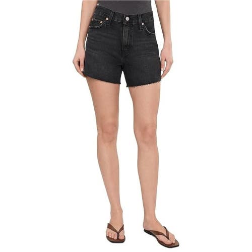 Levi's Ribcage Shorts Womens 28 Black Denim Cotton Charcoal Wash Mid Rise MOT376