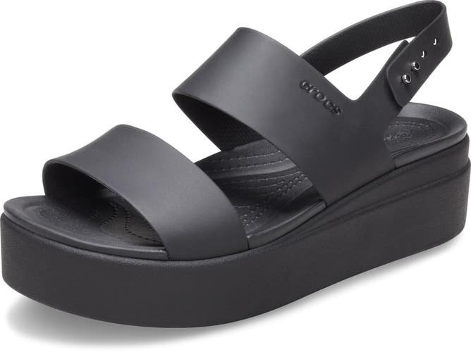 Crocs Brooklyn 206453-060 Sandals Women's US 8 M Black Low Wedge Heel GBO4708