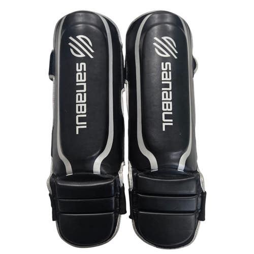 Used Sanabul Martial Arts Shin Pads Black XS 11406-S000112409