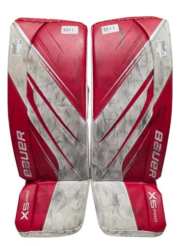 Bauer Vapor X5 Pro Intermediate Goalie Leg Pads Red And White 32" +1"