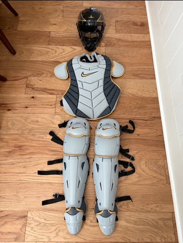 Gray/Charcoal/Gold Nike Diamond Elite Catcher's Set (Used)