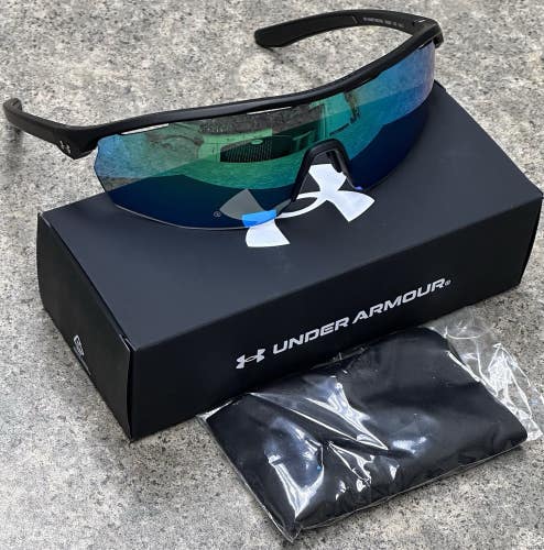 Under Armour Mens Gametime Adult Baseball Sunglasses Matte Black/Emerald NEW!