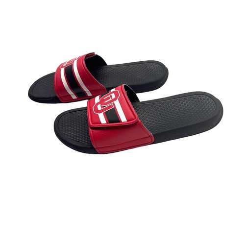 Oklahoma Sooners OU Mens Size 9-10 Slide Sandals Red Black Logo