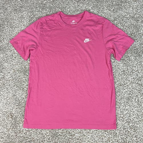Nike Shirt Mens Large Pink Embroidered Swoosh Logo Tee Casual Basic Cotton Sport