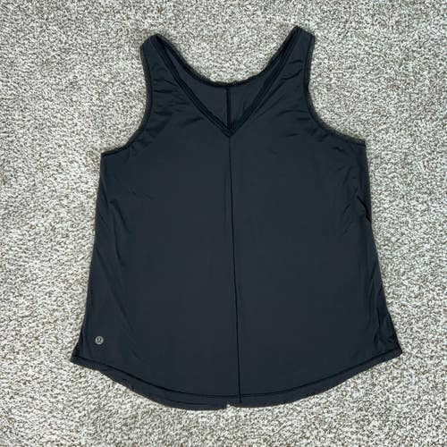 Lululemon Tank Top Womens Medium Black Split Open Back Yoga Gym Workout Running