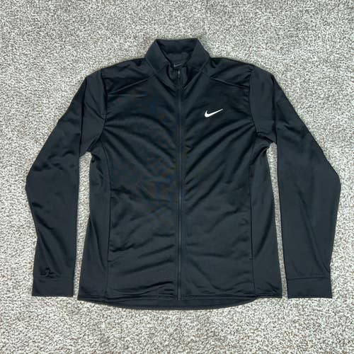 Nike Jacket Mens Medium Black Dri FIT Full Zip Track Pockets Running Training