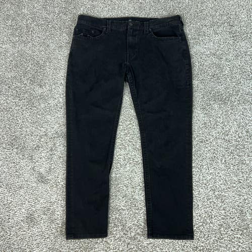 True Religion Jeans Mens 40x30 Black Geno Relaxed Slim Straight Stretch Denim