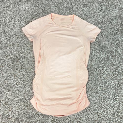 Athleta Shirt Womens Small Pink Seamless Short Sleeve Ruched Running Yoga Top