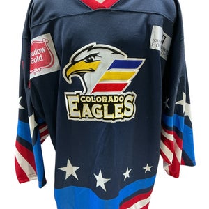 OT Colorado Eagles Pro Stock Jersey Navy/Red/Blue/White Stars And Stripes Size 56 (Used) 2390