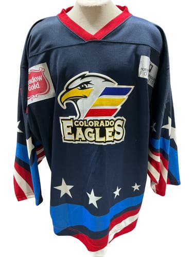 OT Colorado Eagles Pro Stock Jersey Navy/Red/Blue/White Stars And Stripes Size 56 (Used)