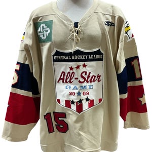 SP Apparel Pro Stock Colorado Eagles All Star Game Jersey Cream/ Red/Navy Size 56 (Used) 2388