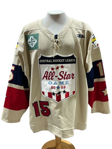 SP Apparel Pro Stock Colorado Eagles All Star Game Jersey Cream/ Red/Navy Size 56 (Used)