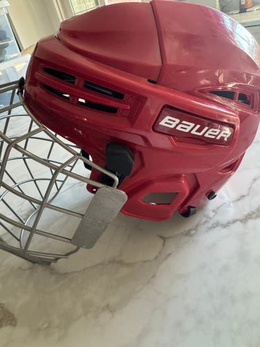 Large Bauer IMS 5.0 Red Hockey Helmet with Cage (New)