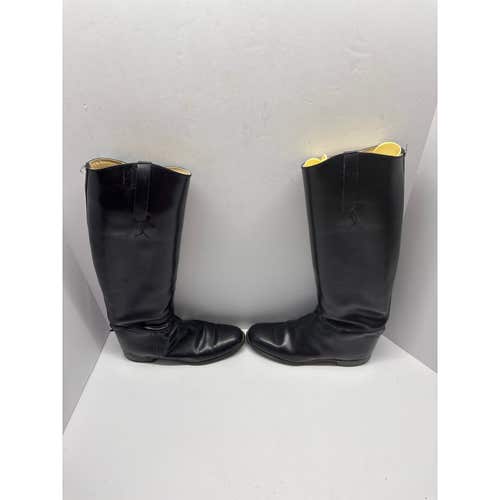 Marlborough Imperial Tall Black Riding Boots Marked Size 7 England With Bag
