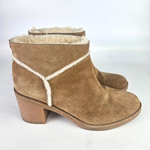 UGG Australia Kasen Shearling Suede Block Heel Ankle Booties Size 9 UK 40