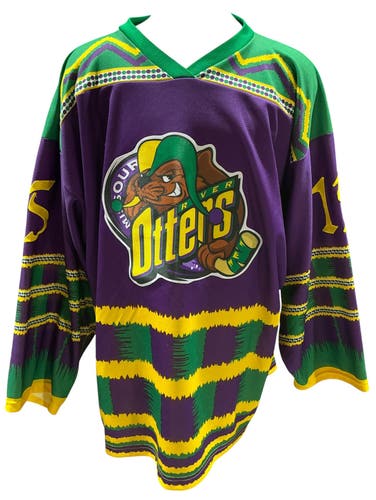 OT Pro Stock Missouri River Otters Mardi Gras Jersey Purple/Green/Yellow Size XXXL (Used)