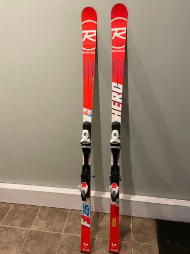 Unisex 2018 Racing 182 cm Rossignol Hero FIS GS Skis With Look Race Bindings Max Din 12 (Used)