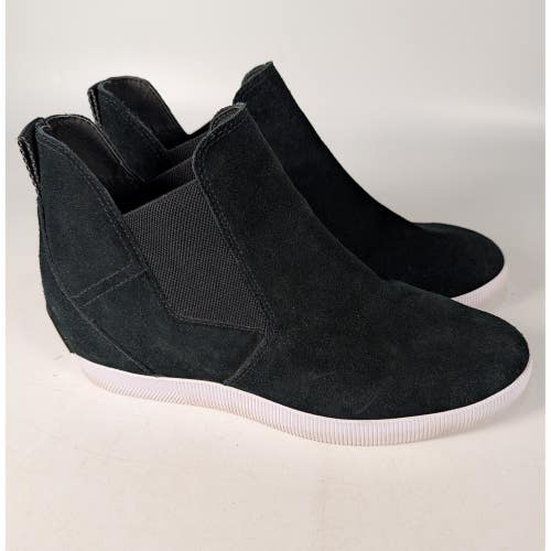 Sorel Evie Pull On Wedge Booties Black Suede Waterproof Ankle Boot NL4911-010 11