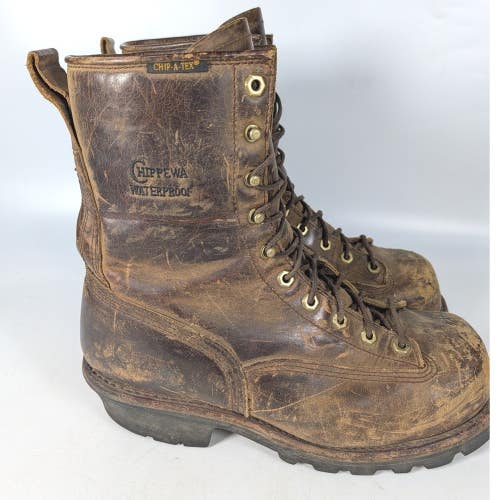 Chippewa 73103 Waterproof Insulated Logger Boots Mens 10.5W Brown Leather EH